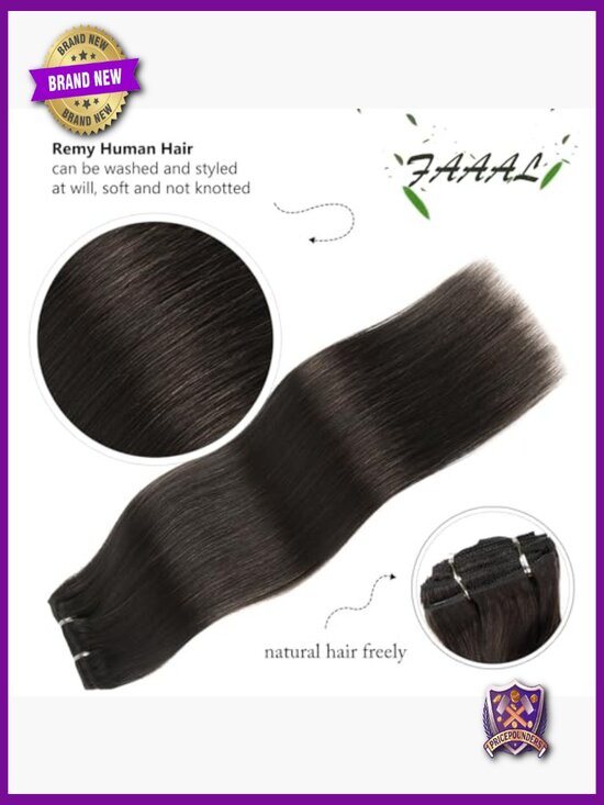 Clip In Human Hair Extensions 18 inch Full Head 150g Dark Brown Double Weft main image 6